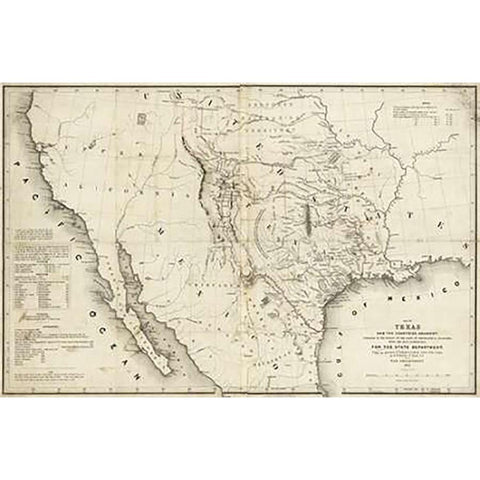 Map of Texas and the countries adjacent, 1844 White Modern Wood Framed Art Print by H. Emory, William H., Emory, William