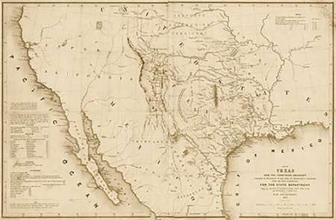Map of Texas and the countries adjacent, 1844 - Decorative Sepia Black Ornate Wood Framed Art Print with Double Matting by H. Emory, William H., Emory, William