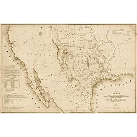 Map of Texas and the countries adjacent, 1844 - Decorative Sepia Black Modern Wood Framed Art Print by H. Emory, William H., Emory, William