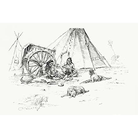The Last of the Buffalo, 1899 Black Modern Wood Framed Art Print with Double Matting by Russell, Charles