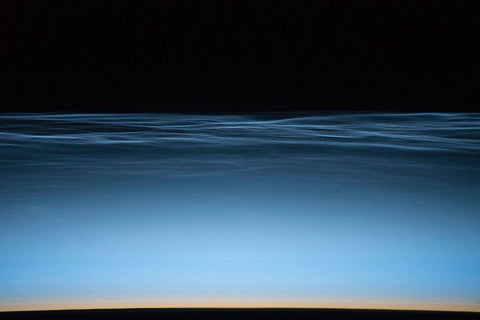 Noctilucent Clouds Over Earth White Modern Wood Framed Art Print with Double Matting by Williams, Jeff