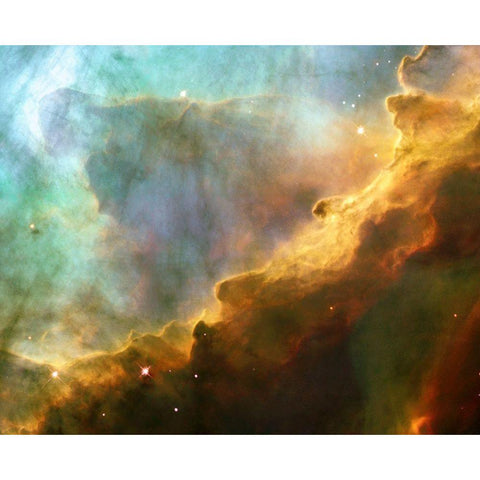 Omega Nebula (M17) Gold Ornate Wood Framed Art Print with Double Matting by NASA