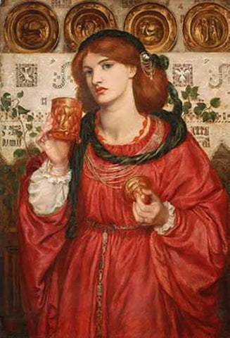 The Loving Cup, 1867 White Modern Wood Framed Art Print with Double Matting by Rossetti, Dante Gabriel