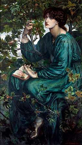 The Day Dream, 1880 White Modern Wood Framed Art Print with Double Matting by Rossetti, Dante Gabriel