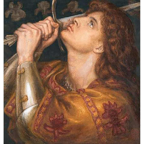 Joan of Arc, 1864 Gold Ornate Wood Framed Art Print with Double Matting by Rossetti, Dante Gabriel