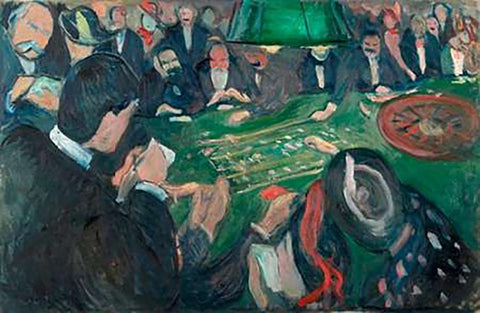 At the Roulette Table in Monte Carlo, 1892 White Modern Wood Framed Art Print with Double Matting by Munch, Edvard