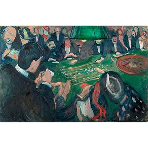 At the Roulette Table in Monte Carlo, 1892 Gold Ornate Wood Framed Art Print with Double Matting by Munch, Edvard