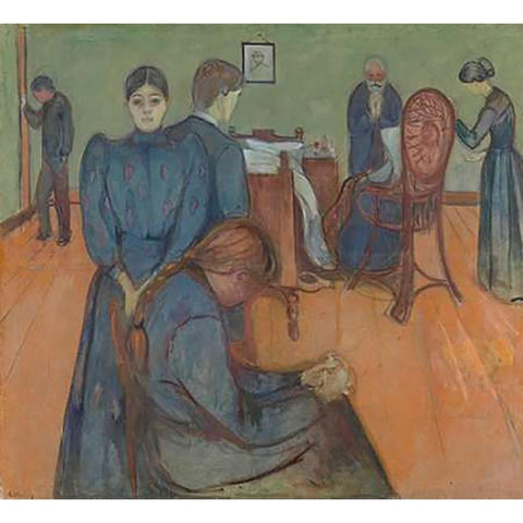 Death in the Sickroom, 1893 Black Modern Wood Framed Art Print by Munch, Edvard