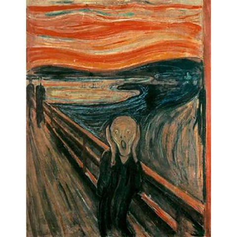 The Scream, 1893 White Modern Wood Framed Art Print by Munch, Edvard