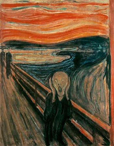 The Scream, 1893 White Modern Wood Framed Art Print with Double Matting by Munch, Edvard