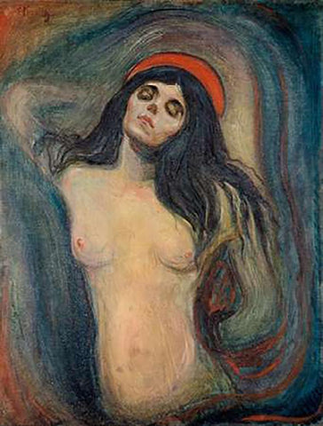 Madonna, 1894 White Modern Wood Framed Art Print with Double Matting by Munch, Edvard