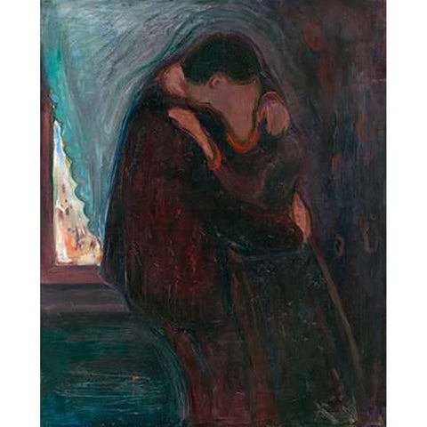 The Kiss, 1897 White Modern Wood Framed Art Print by Munch, Edvard