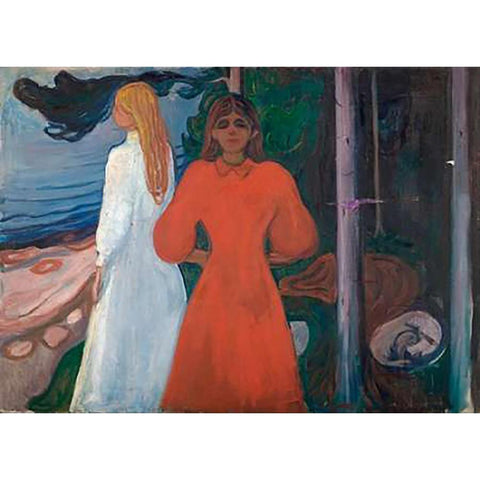 Red and White, 1899-1900 White Modern Wood Framed Art Print by Munch, Edvard