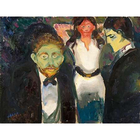 Jealousy, 1907 Black Modern Wood Framed Art Print with Double Matting by Munch, Edvard