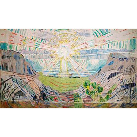 The Sun, 1910-1911 White Modern Wood Framed Art Print by Munch, Edvard