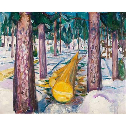 The Yellow Log, 1912 Gold Ornate Wood Framed Art Print with Double Matting by Munch, Edvard