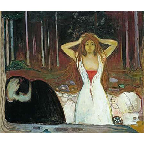 Ashes, 1895 White Modern Wood Framed Art Print by Munch, Edvard