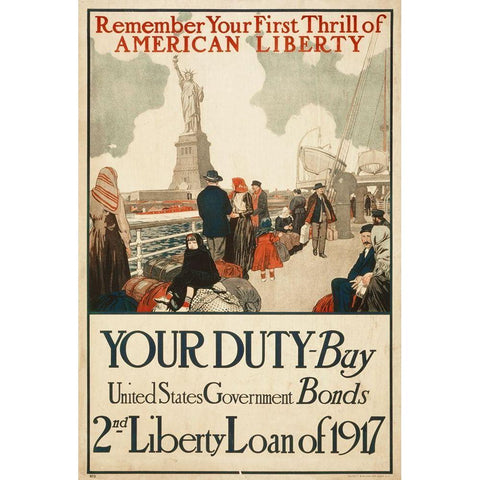 Remember Your First Thrill of American Liberty, 1917 Black Modern Wood Framed Art Print with Double Matting by Artist, Unknown 20th Century American
