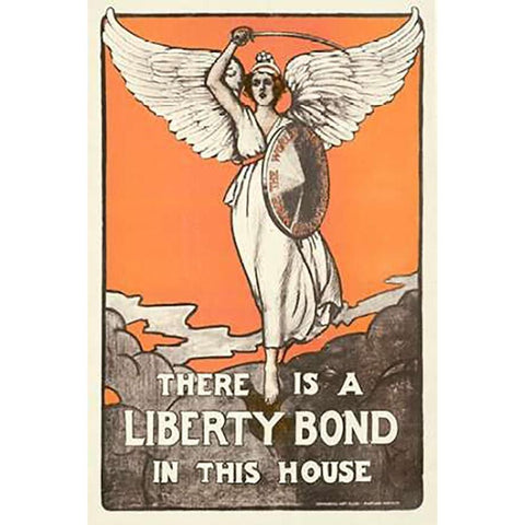 There is a Liberty Bond in this House Black Modern Wood Framed Art Print by Class, Maryland Institute, Commercial Art