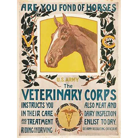 Are You Fond of Horses, 1919 Black Modern Wood Framed Art Print by SMuseumeck, Horst