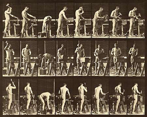 Motion Study: Woodwork Black Ornate Wood Framed Art Print with Double Matting by Muybridge, Eadweard
