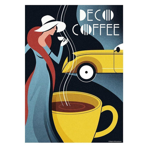 Deco Coffee Black Modern Wood Framed Art Print with Double Matting by Wickstrom, Martin