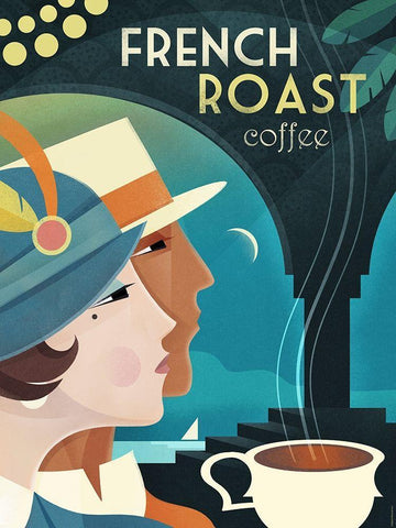 French Roast Coffee Black Ornate Wood Framed Art Print with Double Matting by Wickstrom, Martin