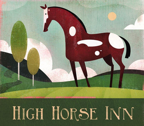 High Horse Inn White Modern Wood Framed Art Print with Double Matting by Wickstrom, Martin