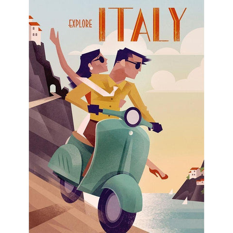 Explore Italy White Modern Wood Framed Art Print by Wickstrom, Martin