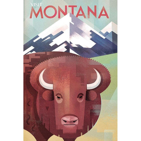 Visit Montana Gold Ornate Wood Framed Art Print with Double Matting by Wickstrom, Martin