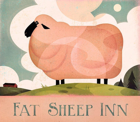 Fat Sheep Inn Black Ornate Wood Framed Art Print with Double Matting by Wickstrom, Martin
