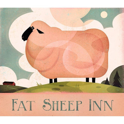 Fat Sheep Inn Black Modern Wood Framed Art Print by Wickstrom, Martin