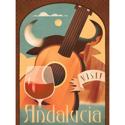Visit Andalucia Black Modern Wood Framed Art Print by Wickstrom, Martin