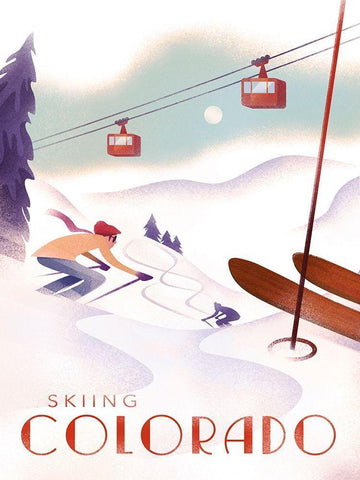 Skiing Colorado White Modern Wood Framed Art Print with Double Matting by Wickstrom, Martin