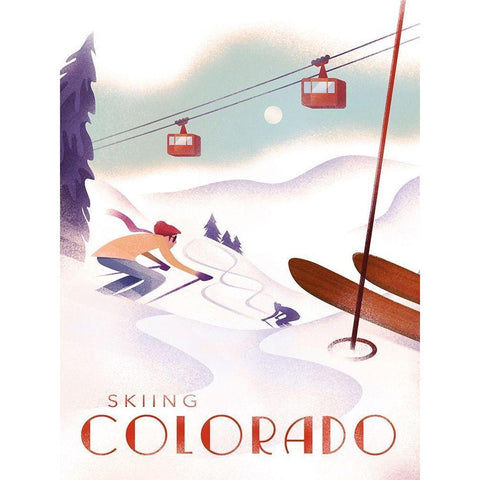 Skiing Colorado Gold Ornate Wood Framed Art Print with Double Matting by Wickstrom, Martin