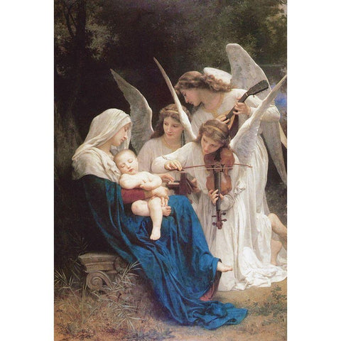 Song of the Angels, 1881 Gold Ornate Wood Framed Art Print with Double Matting by Bouguereau, William-Adolphe