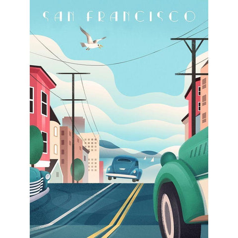San Francisco - Streets Black Modern Wood Framed Art Print by Wickstrom, Martin