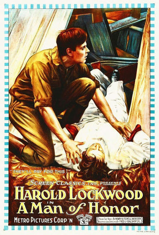 A Man of Honor,  1914 White Modern Wood Framed Art Print with Double Matting by Hollywood Photo Archive