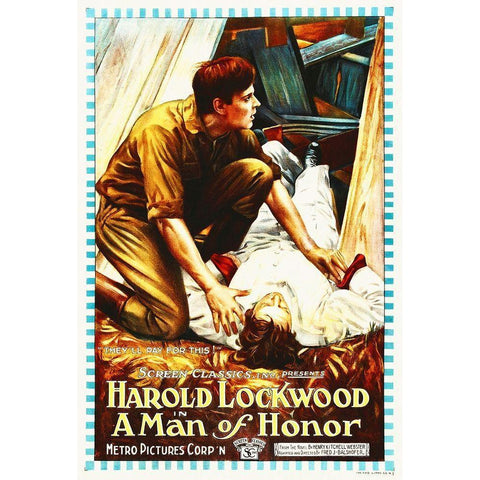 A Man of Honor,  1914 Black Modern Wood Framed Art Print with Double Matting by Hollywood Photo Archive