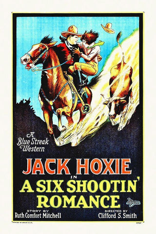 A Six Shootin Romance, 1926 White Modern Wood Framed Art Print with Double Matting by Hollywood Photo Archive