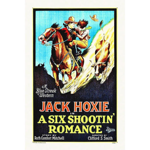 A Six Shootin Romance, 1926 Black Modern Wood Framed Art Print with Double Matting by Hollywood Photo Archive