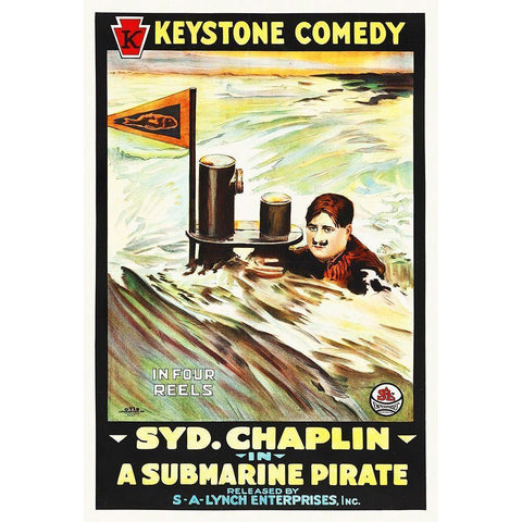 A Submarine Pirate 2 Gold Ornate Wood Framed Art Print with Double Matting by Hollywood Photo Archive