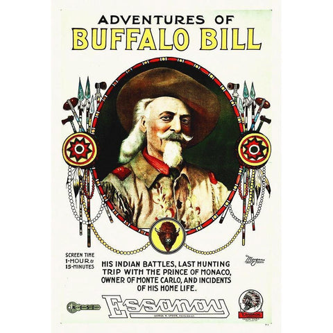 Adventures of Buffalo Bill, 1917 White Modern Wood Framed Art Print by Hollywood Photo Archive