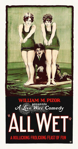 All Wet,  1915 Black Ornate Wood Framed Art Print with Double Matting by Hollywood Photo Archive