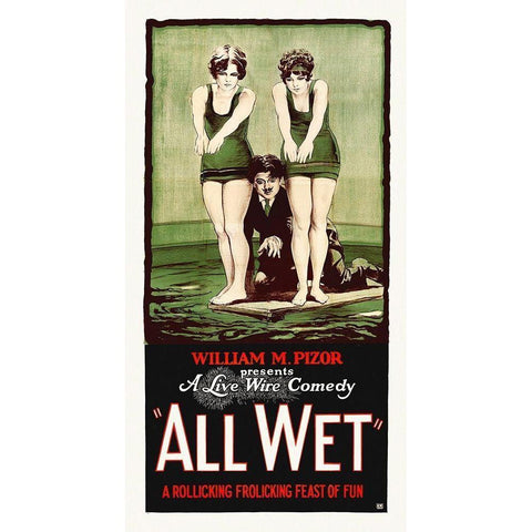 All Wet,  1915 Black Modern Wood Framed Art Print with Double Matting by Hollywood Photo Archive