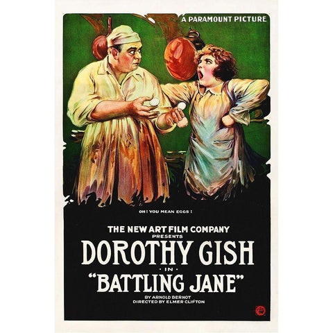 Battling Jane, Dorothy Gish, 1918 Gold Ornate Wood Framed Art Print with Double Matting by Hollywood Photo Archive