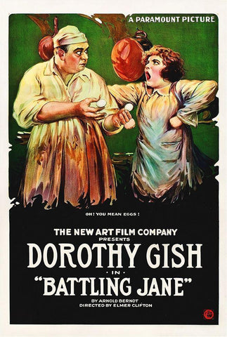 Battling Jane, Dorothy Gish, 1918 White Modern Wood Framed Art Print with Double Matting by Hollywood Photo Archive