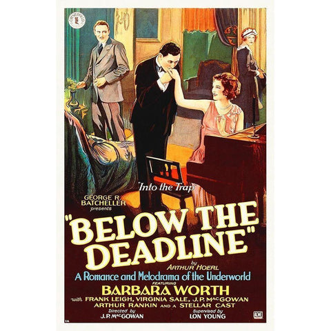 Below The Deadline with Barbara Worth, 1914 Gold Ornate Wood Framed Art Print with Double Matting by Hollywood Photo Archive