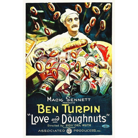 Ben Turpin, Love and Donuts, 1921 Gold Ornate Wood Framed Art Print with Double Matting by Hollywood Photo Archive