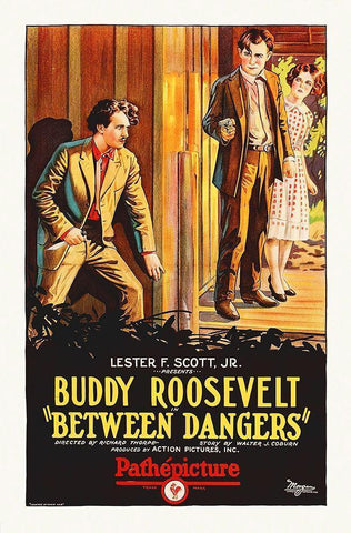 Between Dangers,  1927 White Modern Wood Framed Art Print with Double Matting by Hollywood Photo Archive